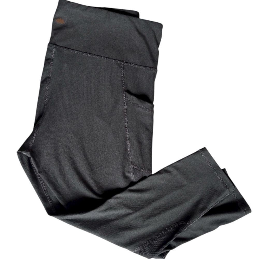 Studio by Energy Zone Leggings Capri Gray Side Pockets Lace Size L